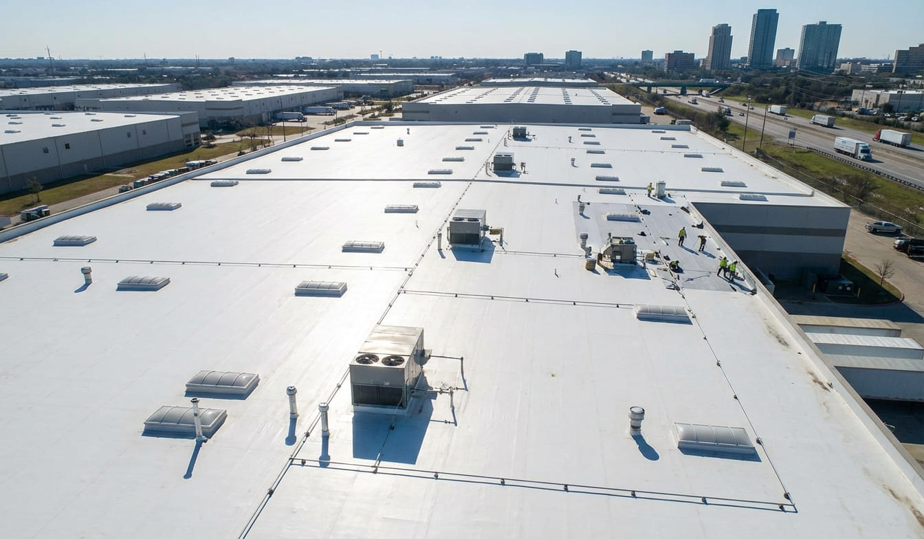 Membrana TPO instalada en cubierta plana